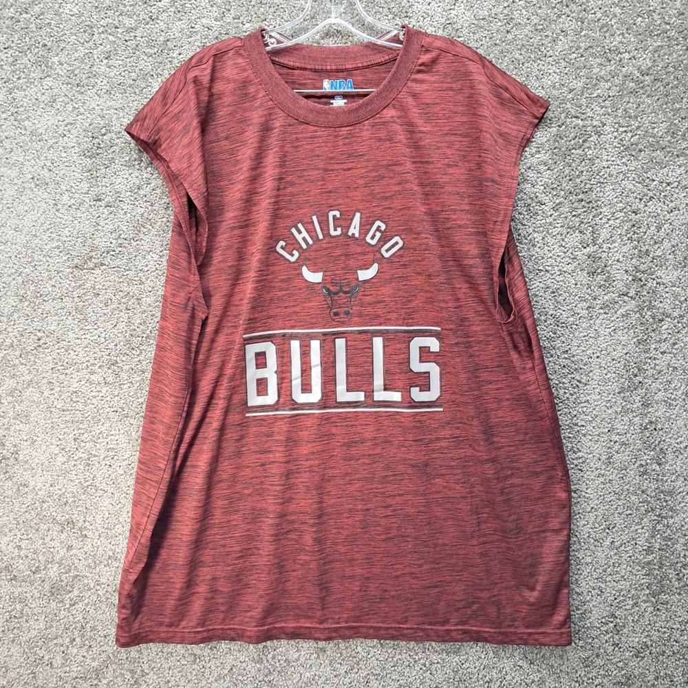 NBA Chicago Bulls Mens 1XL Maroon Heather Sleeveless Muscle Tee Shirt 7058